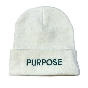 Ultraclub Purpose Embroidered Beanie - Ivory White